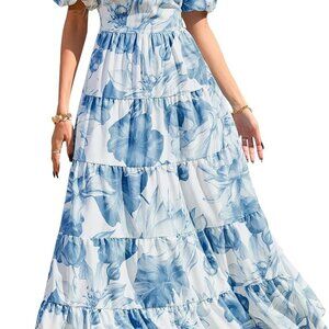 Short Sleeve Floral Maxi Dresses for Women 2025 Wedding Guest Summer Dress Flowy